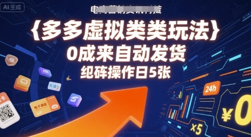 多多虚拟类目玩法，0成本全自动发货，矩阵操作日5张-网赚项目众筹网