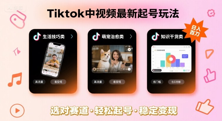 Tiktok中视频最新起号玩法，想要日入百刀，做好这几个赛道就可以了-网赚项目众筹网