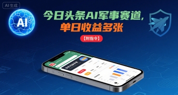 今日头条AI军事赛道，单日收益多张 ，手机可做【附指令】-网赚项目众筹网
