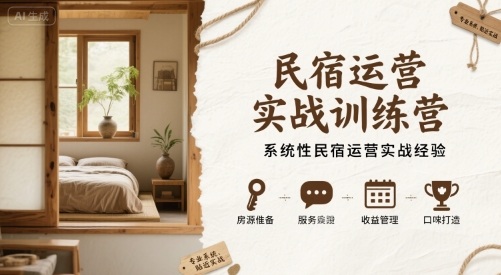 民宿运营实战训练营，系统性民宿运营实战经验-网赚项目众筹网