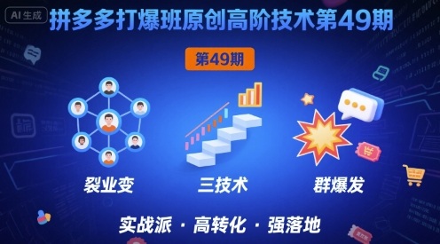 拼多多打爆班原创高阶技术第49期，拼多多裂变+阶梯+群爆-网赚项目众筹网
