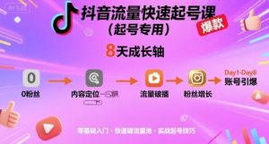 抖音流量快速起号课(起号专用),8天带你做爆自己的账号-网赚项目众筹网