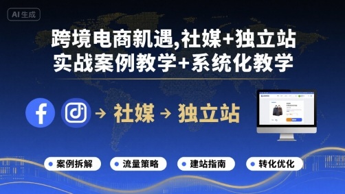 跨境电商新机遇，社媒+独立站，实战案例教学+系统化教学-网赚项目众筹网