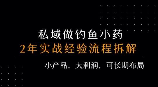 私域做钓鱼小药 每单利润3张+ 详细流程拆解-网赚项目众筹网