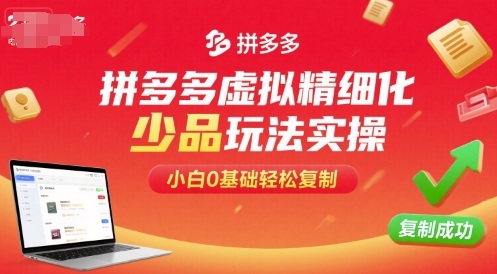 拼多多虚拟精细化少品玩法实操，小白0基础轻松复制-网赚项目众筹网
