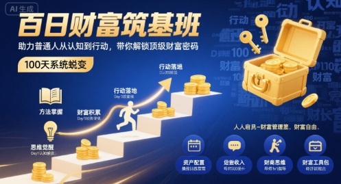 百日财富筑基班，助力普通人从认知到行动，带你解锁顶级财富密码-网赚项目众筹网