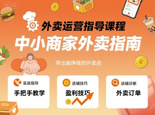 外卖运营指导课程，中小商家外卖指南，手把手带出能挣钱的外卖店-网赚项目众筹网