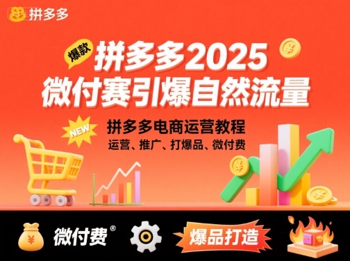 拼多多2025微付赛引爆自然流量，拼多多电商运营教程，运营、推广、打爆品、微付费-网赚项目众筹网