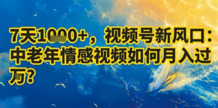 7天收益1k+，视频号新风口：中老年情感视频如何月入过W?-网赚项目众筹网