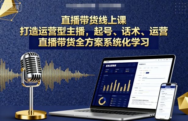 直播带货线上课，打造运营型主播，起号、话术、运营，直播带货全方案系统化学习-网赚项目众筹网