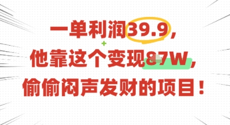 一单利润39.9，有人靠这个变现几十个，偷偷闷声发财的项目-网赚项目众筹网