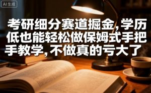考研细分赛道掘金,日入1k+,学历低也能轻松做保姆式手把手教学,不做真的亏大了【揭秘】-网赚项目众筹网