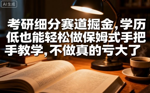 考研细分赛道掘金，日入1k+，学历低也能轻松做保姆式手把手教学，不做真的亏大了【揭秘】-网赚项目众筹网