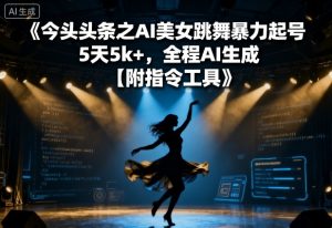 今日头条之AI美女跳舞暴力起号,5天1k+,全程AI生成【附指令工具】-网赚项目众筹网