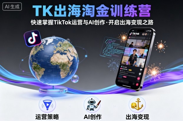 TK出海淘金训练营，助你快速掌握TikTok运营与AI创作，开启出海变现之路-网赚项目众筹网