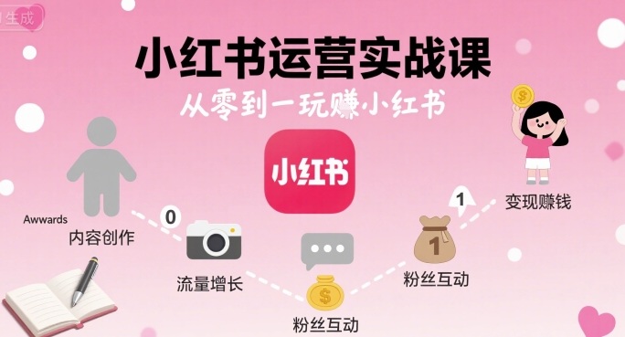 小红书运营实战课，从零到一玩賺小红书-网赚项目众筹网