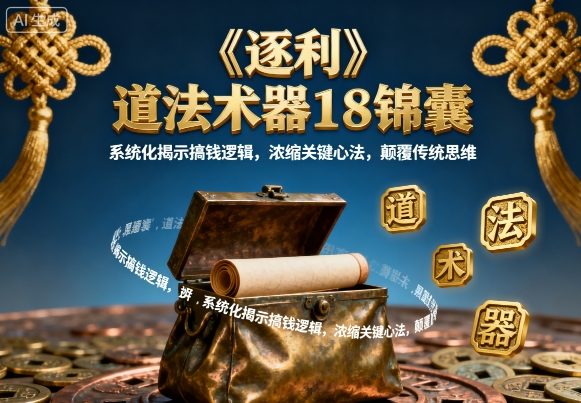 《逐利》道法术器18锦囊，系统化揭示搞钱逻辑，浓缩关键心法，颠覆传统思维-网赚项目众筹网