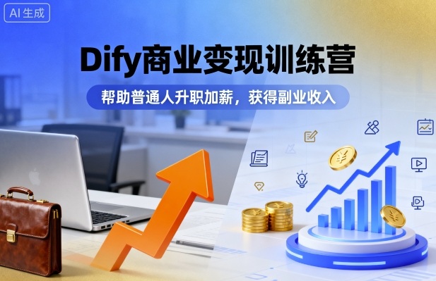 Dify商业变现训练营，帮助普通人升职加薪，获得副业收入-网赚项目众筹网