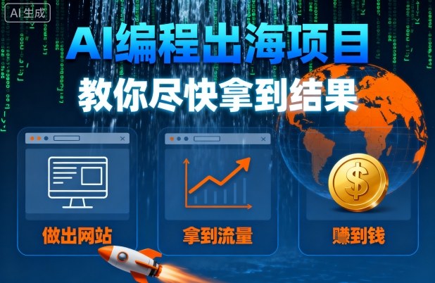AI编程出海项目，教你尽快拿到结果-做出网站、拿到流量、賺到钱-网赚项目众筹网