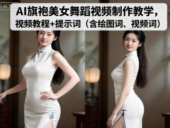 AI旗袍美女舞蹈视频制作教学，视频教程+提示词（含绘图词、视频词）-网赚项目众筹网