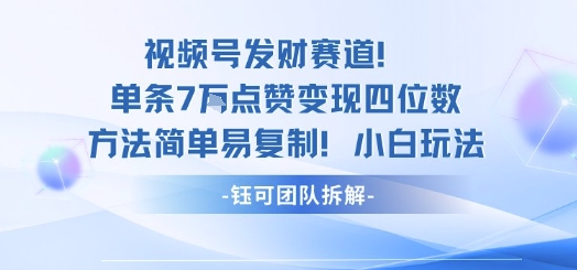 视频号发财赛道单条7W点赞变现四位数方法简单易复制小白玩法-网赚项目众筹网