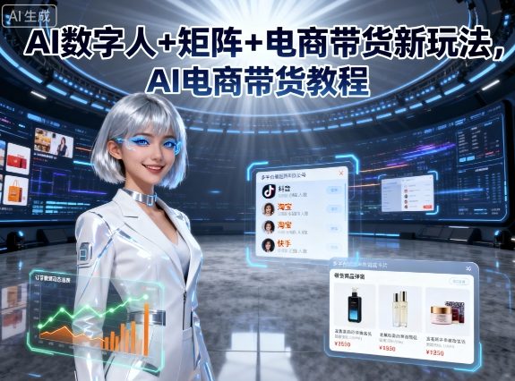AI数字人+矩阵+电商带货新玩法，AI电商带货教程-网赚项目众筹网