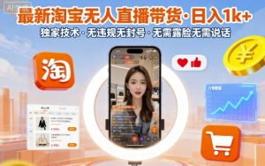 最新淘宝无人直播带货,日入1k+,独家技术,无违规无封号,无需露脸无需说话【揭秘】-网赚项目众筹网
