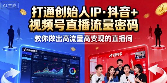 25年直播9-10两期线下课，打通创始人IP，抖音+视频号直播流量密码，教你做出高流量高变现的直播间-网赚项目众筹网