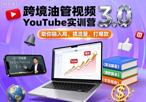 跨境油管视频YouTube实训营3.0，助你稳入局、搞流量、打爆款-网赚项目众筹网