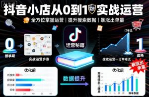 抖音小店从0到1实战运营,帮你全方位掌握小店运营,提升搜索数据与出单量-网赚项目众筹网