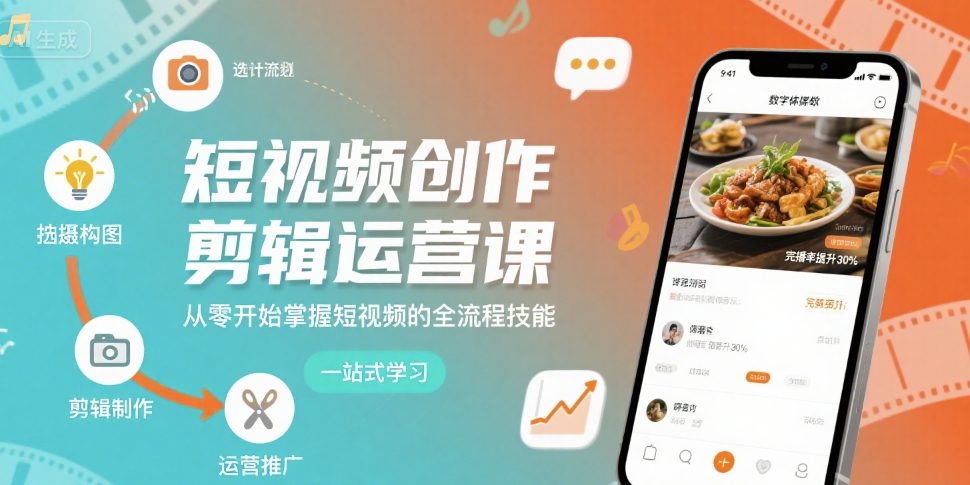 短视频创作剪辑运营课，从零开始掌握短视频的全流程技能-网赚项目众筹网