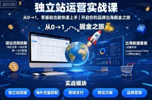 独立站运营实战课，​从0到1，零基础也能快速上手，开启你的品牌出海掘金之旅-网赚项目众筹网