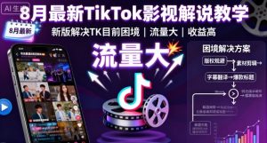 8月最新TikTok影视解说教学,新版解决TK目前困境,流量大,收益高-网赚项目众筹网