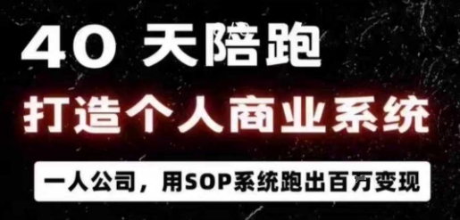 40天陪跑打造个人商业系统，一人公司，用SOP系统跑出百W变现-网赚项目众筹网