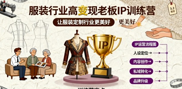 服装行业高变现老板IP训练营，让服装定制行业更美好-网赚项目众筹网