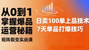 抖音小店爆品打造与矩阵裂变实战课,从0到1掌握爆品运营秘籍-网赚项目众筹网