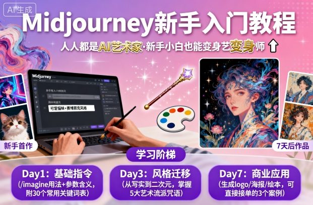 midjourney新手入门教程：人人都是AI艺术家，新手小白也能变身艺术大师-网赚项目众筹网