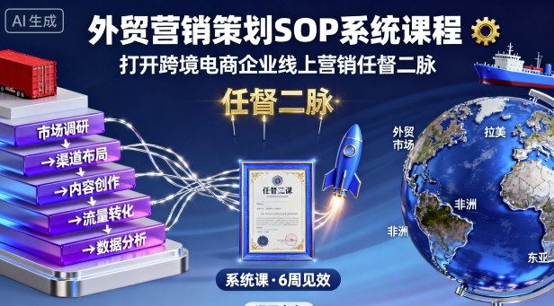 外贸营销策划SOP系统课程，打开跨境电商企业线上营销任督二脉-网赚项目众筹网