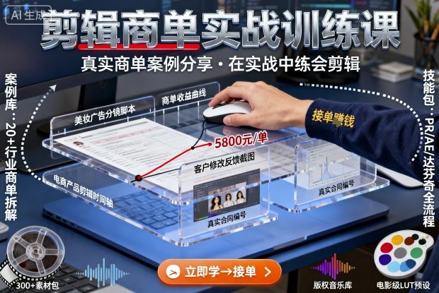 剪辑商单实战训练课，真实商单案例分享，在实战中练会剪辑-网赚项目众筹网