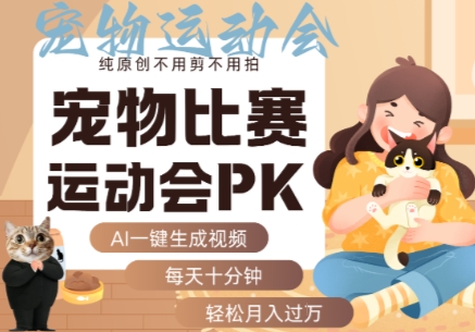 AI一键生成宠物比赛运动会PK视频，纯原创不用剪不用拍，每天十分钟，轻松月入过1W+-网赚项目众筹网