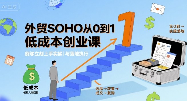 外贸SOHO从0到1低成本创业课，能够立刻上手实操与落地执行-网赚项目众筹网
