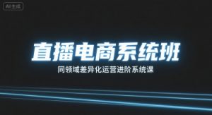 直播电商系统班,同领域差异化运营进阶系统课-网赚项目众筹网