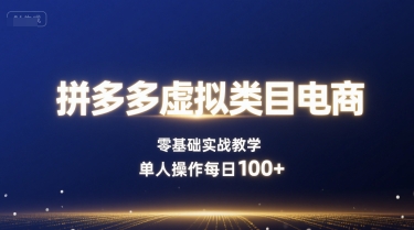 拼多多虚拟类目电商，零基础实战教学，单人操作每日100+-网赚项目众筹网