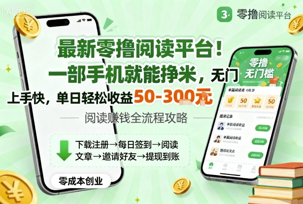 最新零撸阅读平台！一部手机就能挣米，无门槛上手快，单日轻松收益50-3张【揭秘】-网赚项目众筹网