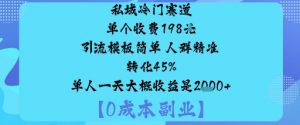 私域冷门赛道:单个收费198米引流模板简单人群精准转化45%单人一天大概收益是1k+-网赚项目众筹网