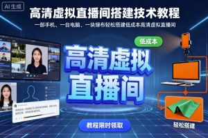 高清虚拟直播间搭建技术教程，一部手机、一台电脑、一块绿布轻松搭建低成本高清虚拟直播间-网赚项目众筹网