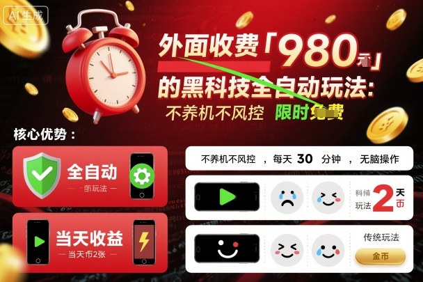 外面收费980的黑科技全自动玩法，不养机不风控，每天30分钟，无脑操作，当天收益2张【揭秘】-网赚项目众筹网