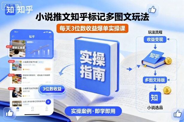 小说推文知乎标记多图文玩法，每天3位数收益爆单实操课-网赚项目众筹网