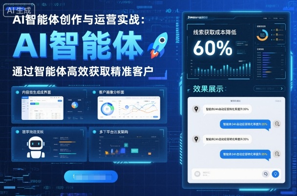 AI智能体创作与运营实战，实体门店通过智能体高效获取精准客户-网赚项目众筹网