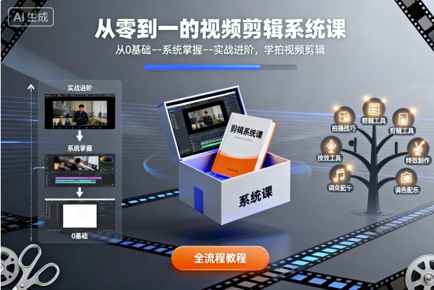 从零到一的视频剪辑系统课，从0基础–系统掌握–实战进阶，学拍视频剪辑-网赚项目众筹网